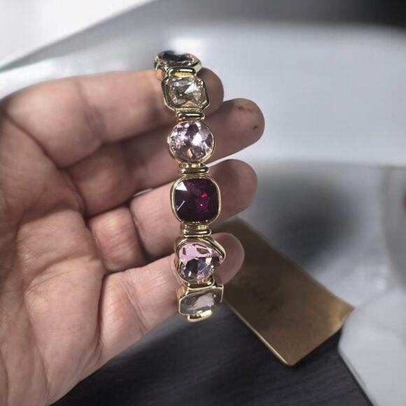 Monet Pink Heart, Garnet and White Colored Gemstones Stretch Braclet NWT - Picture 1 of 8
